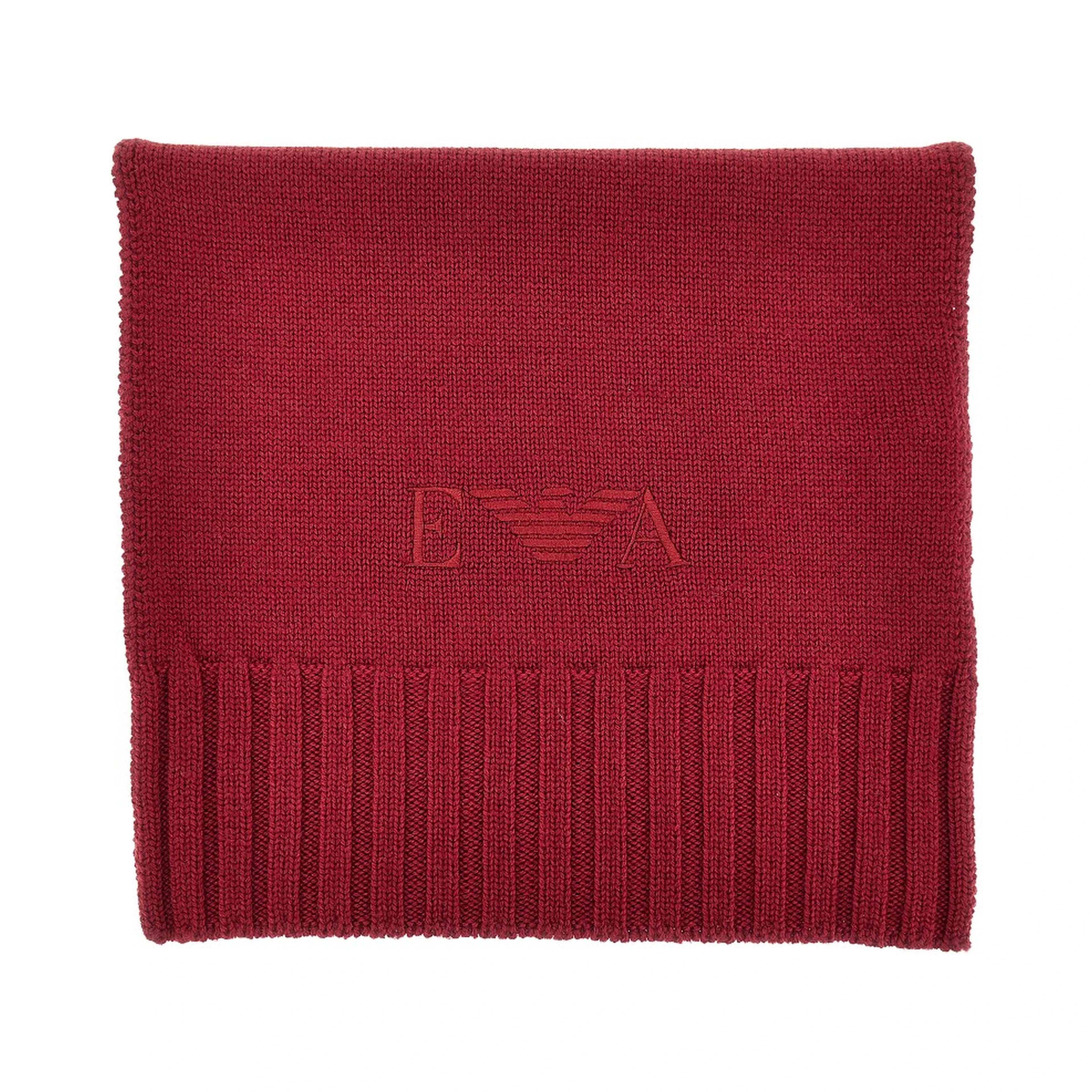 Wool scarf with logo embroidery
