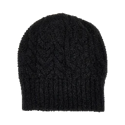 Knitted beanie hat with logo label