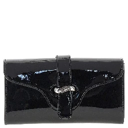 Patent leather clutch with chain