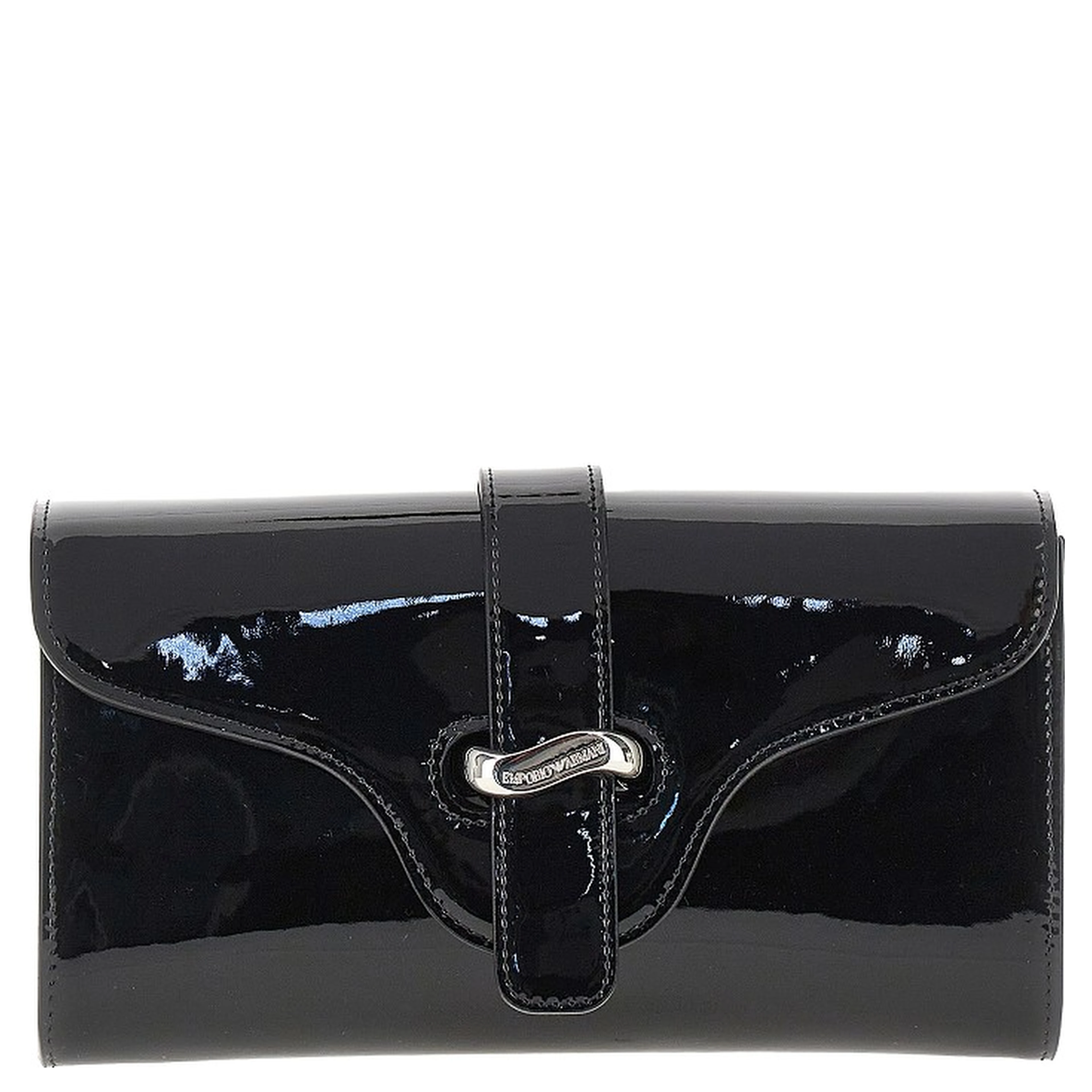 Patent leather clutch with chain