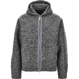 Wool-blend cloth blouson jacket