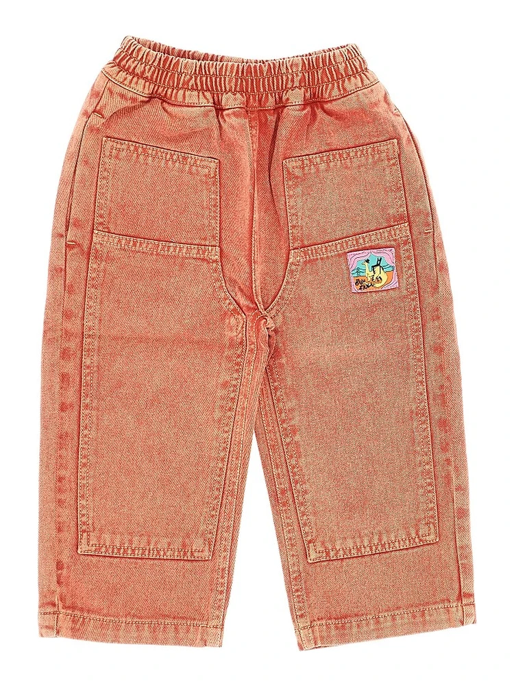 Denim pants with logo patch