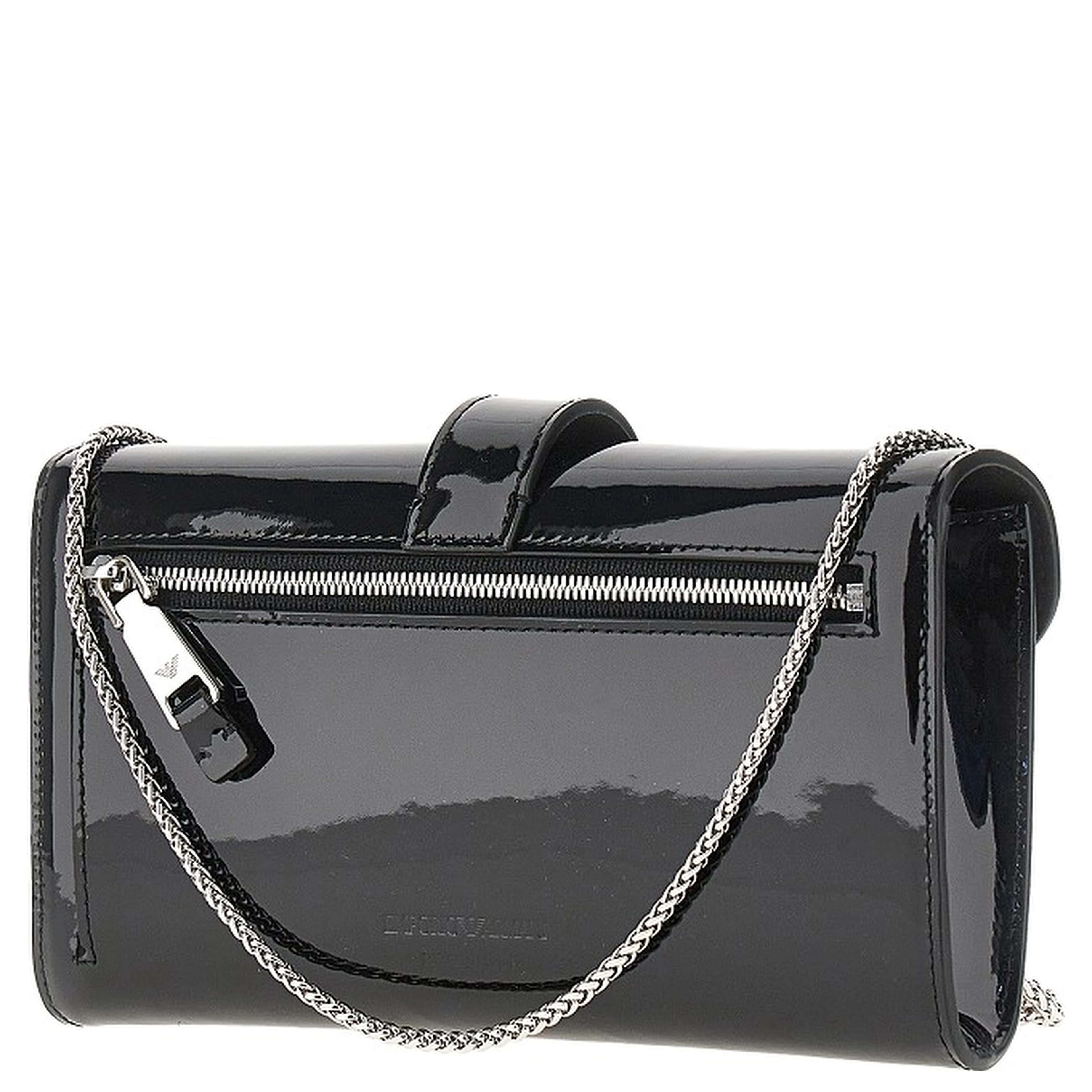 Patent leather clutch with chain