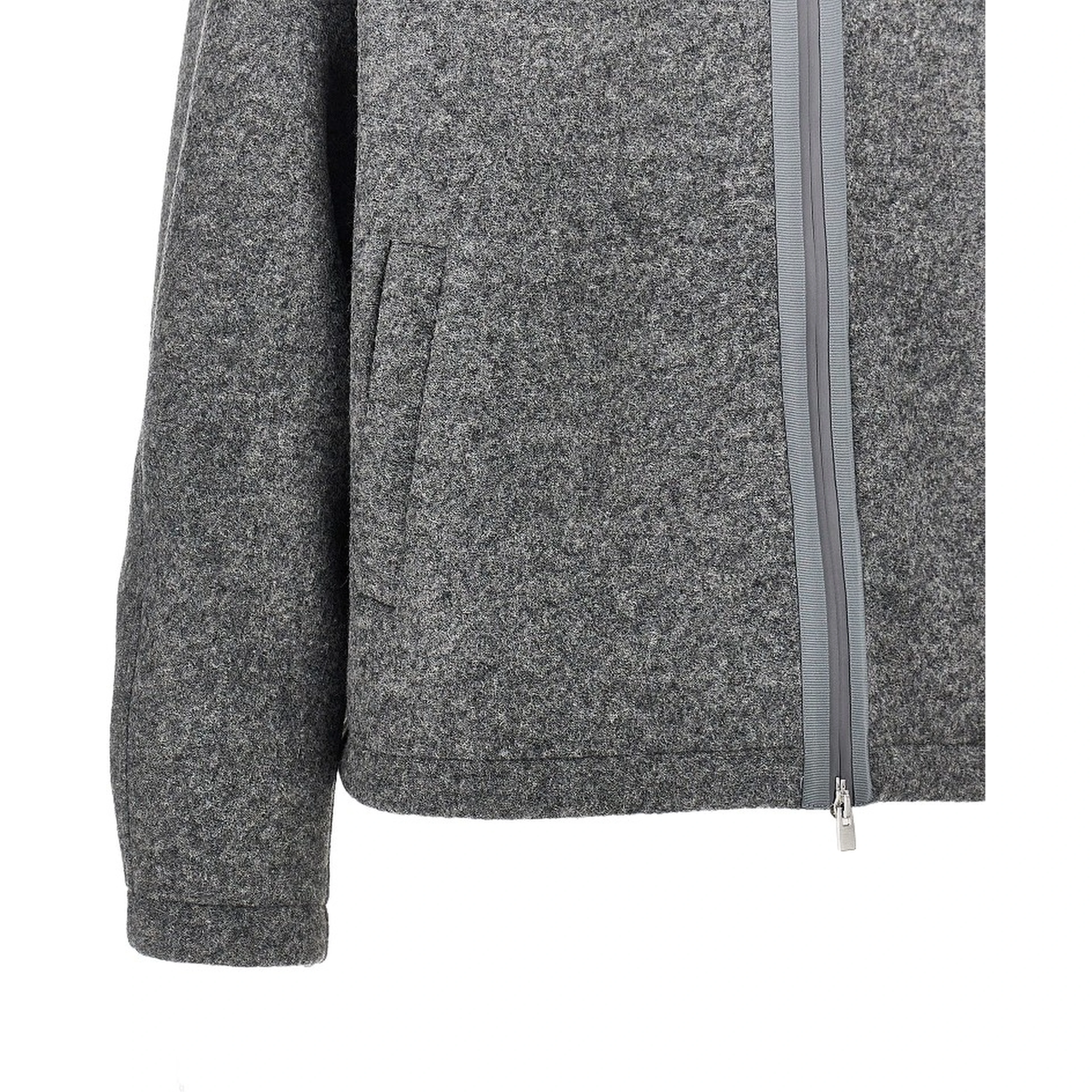 Wool-blend cloth blouson jacket