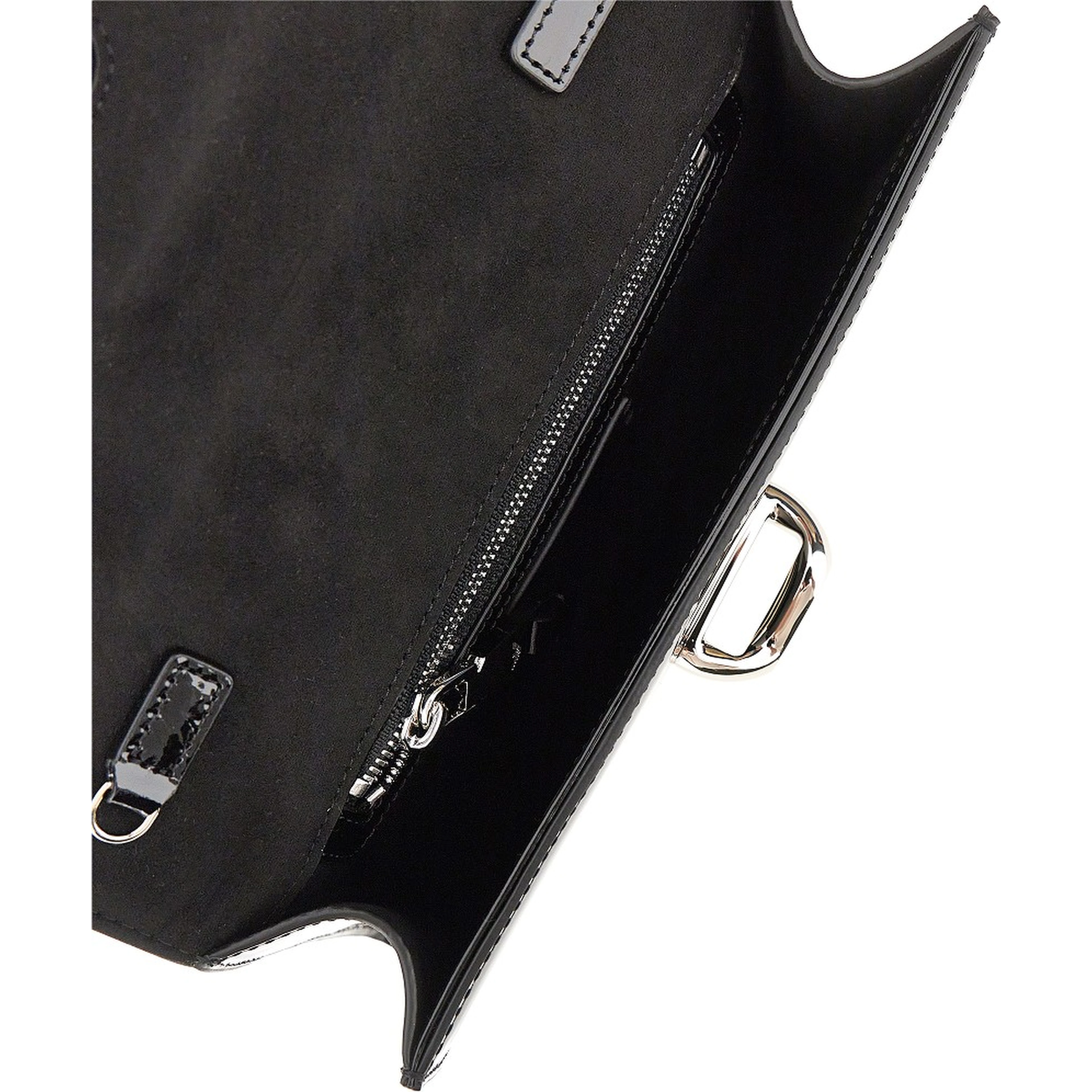 Patent leather clutch with chain
