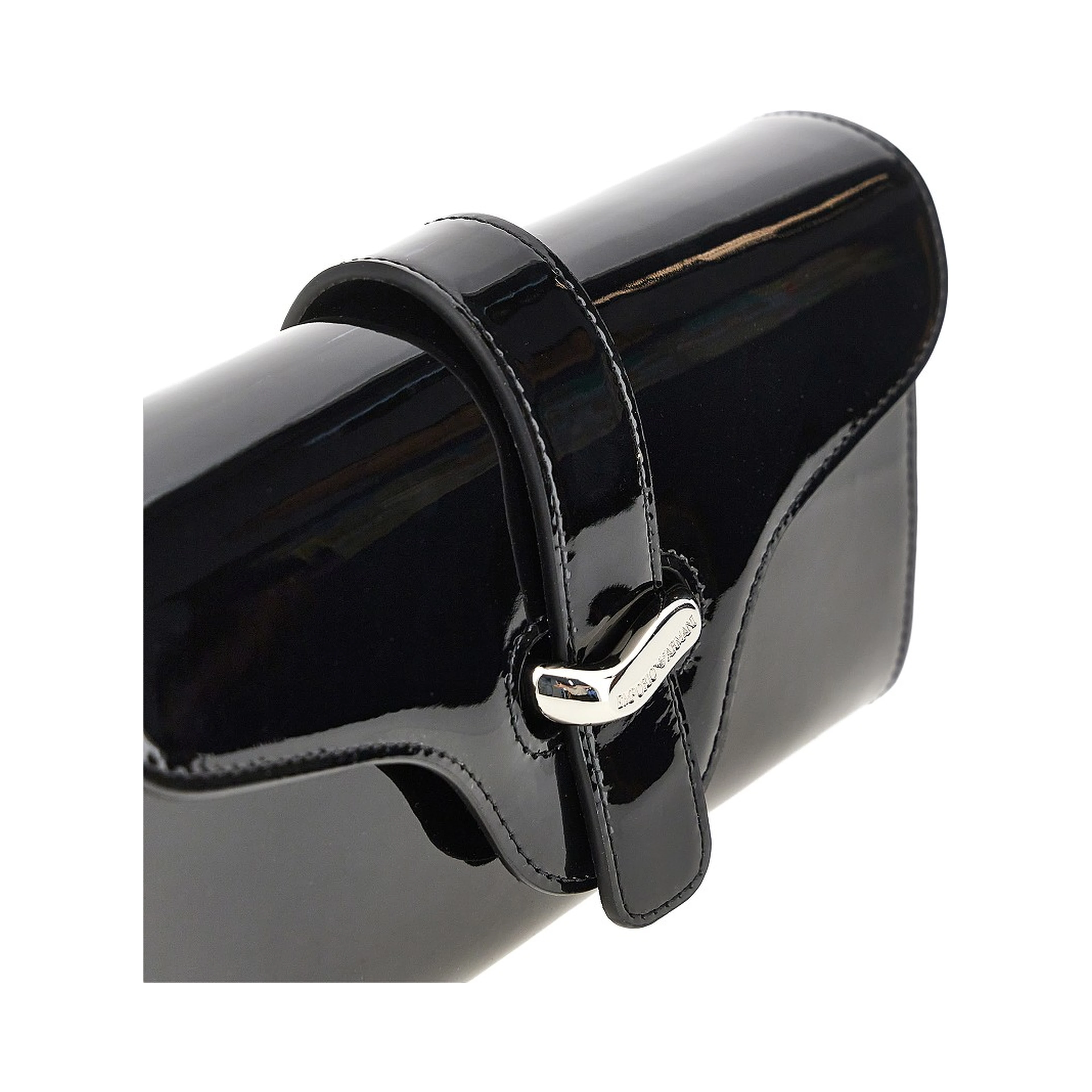 Patent leather clutch with chain