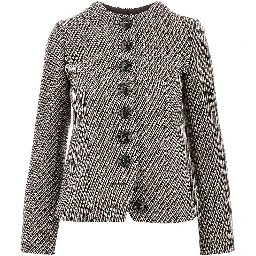 Diagonal striped wool-blend jacket
