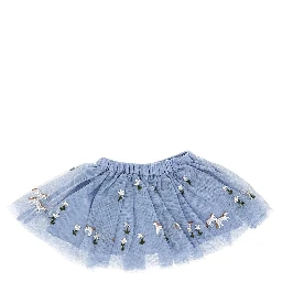 Embroidered tulle mini skirt