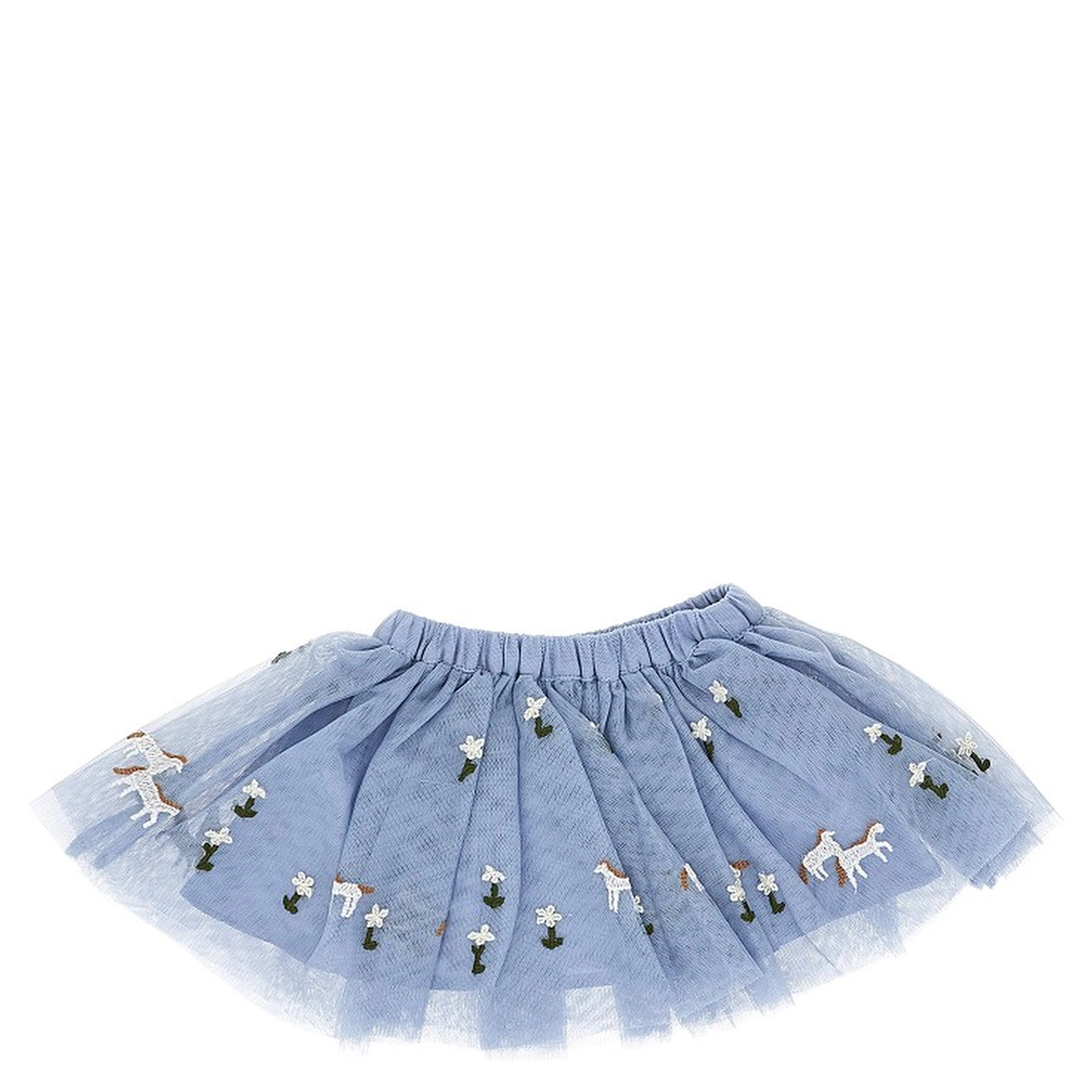 Embroidered tulle mini skirt