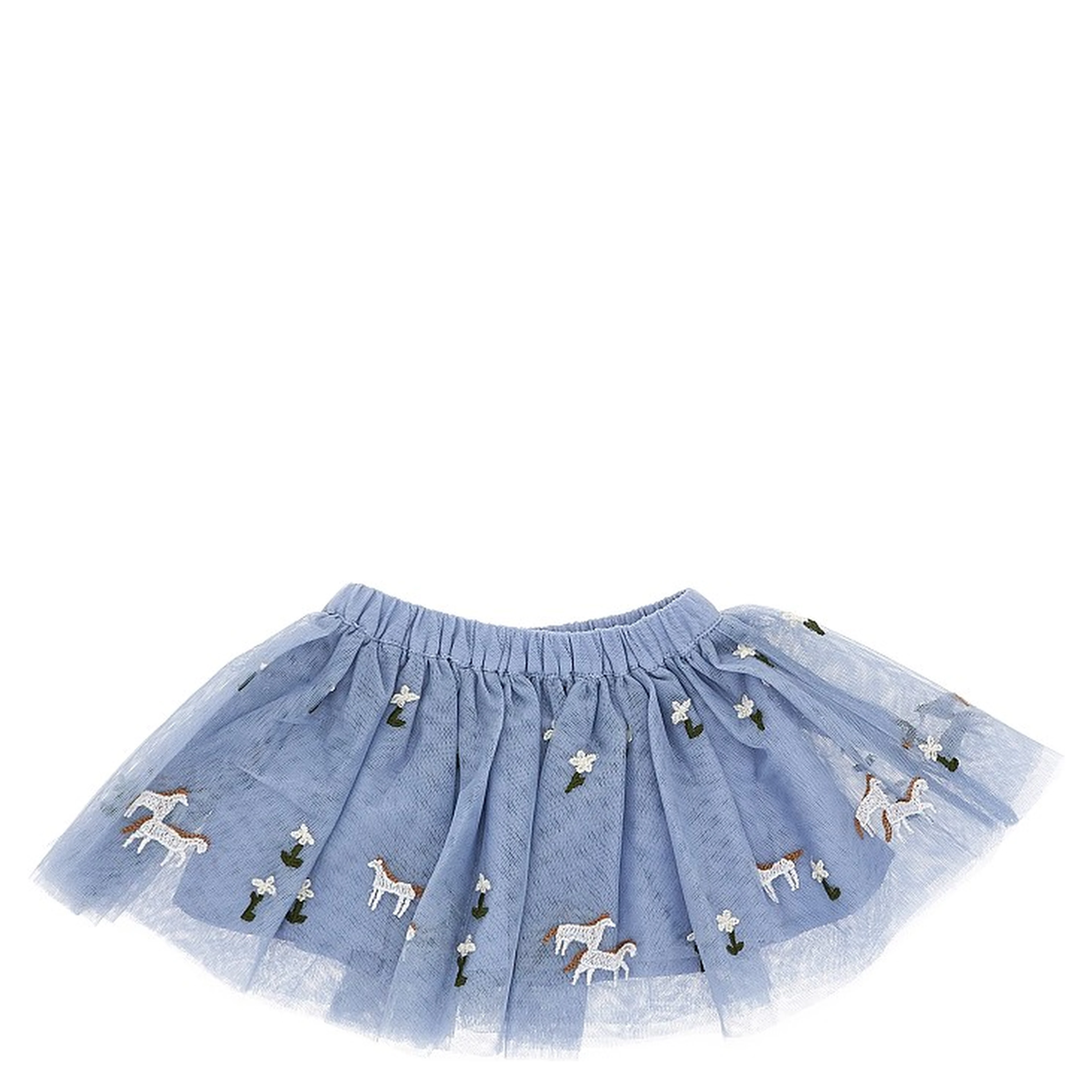 Embroidered tulle mini skirt