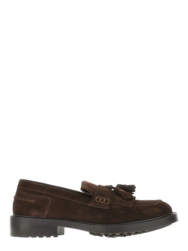 Suede leather loafers with tassels