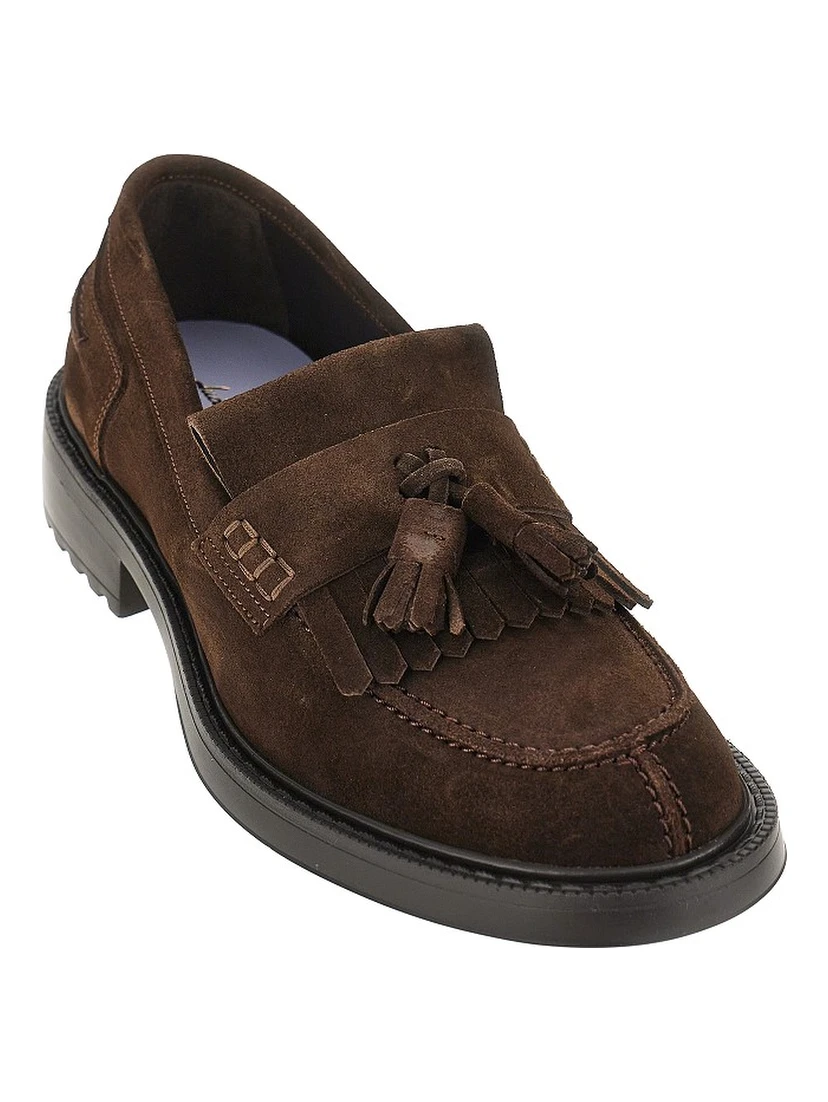 Suede leather loafers with tassels