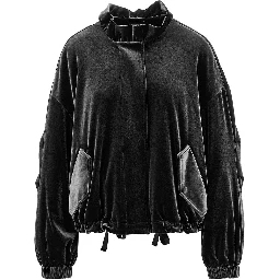 Chenille blouson jacket with gathered neck