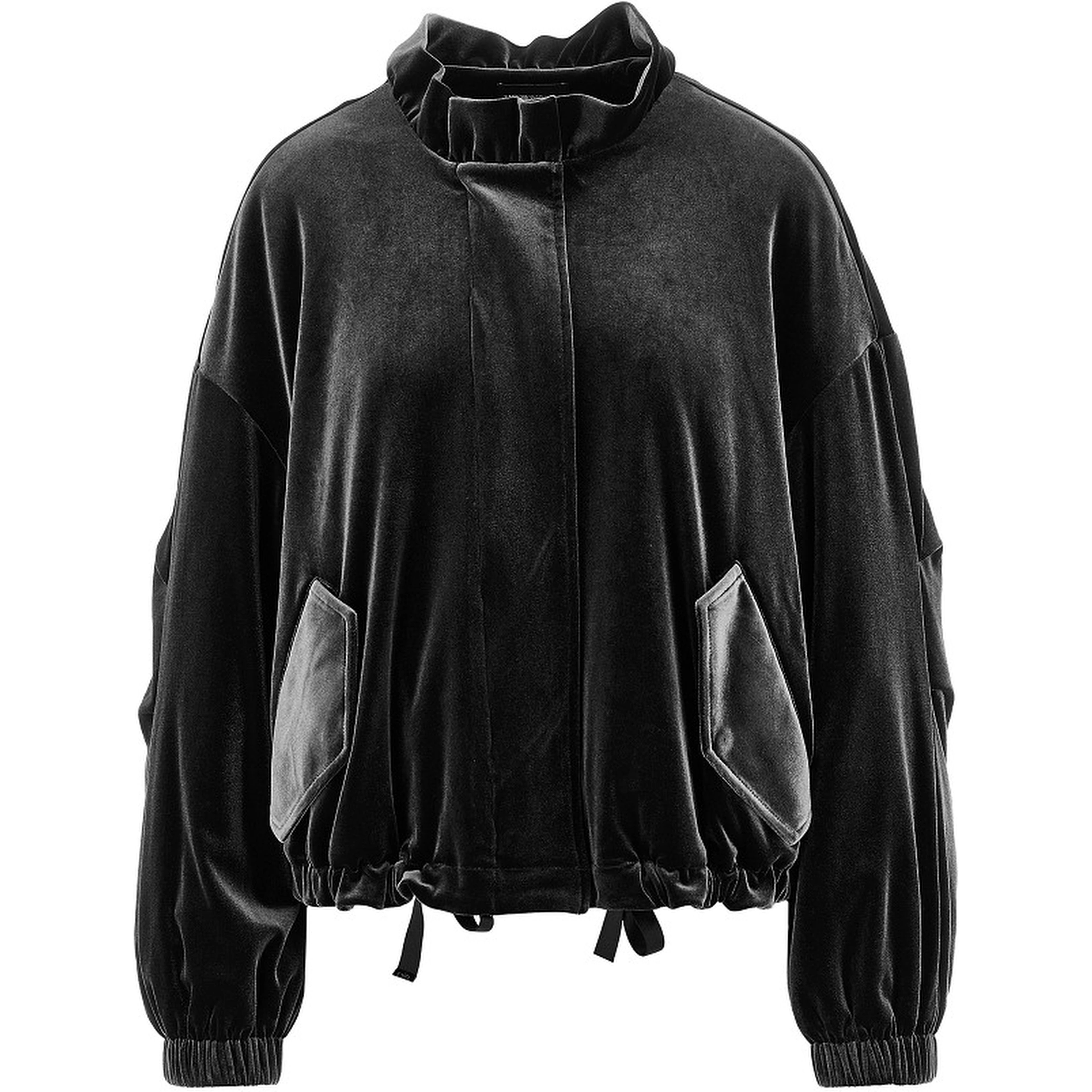 Chenille blouson jacket with gathered neck