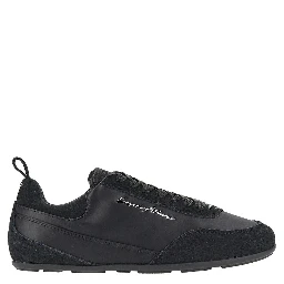 Satin and suede leather sneakers