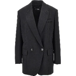 Wool-blend oversized double-breasted jacket