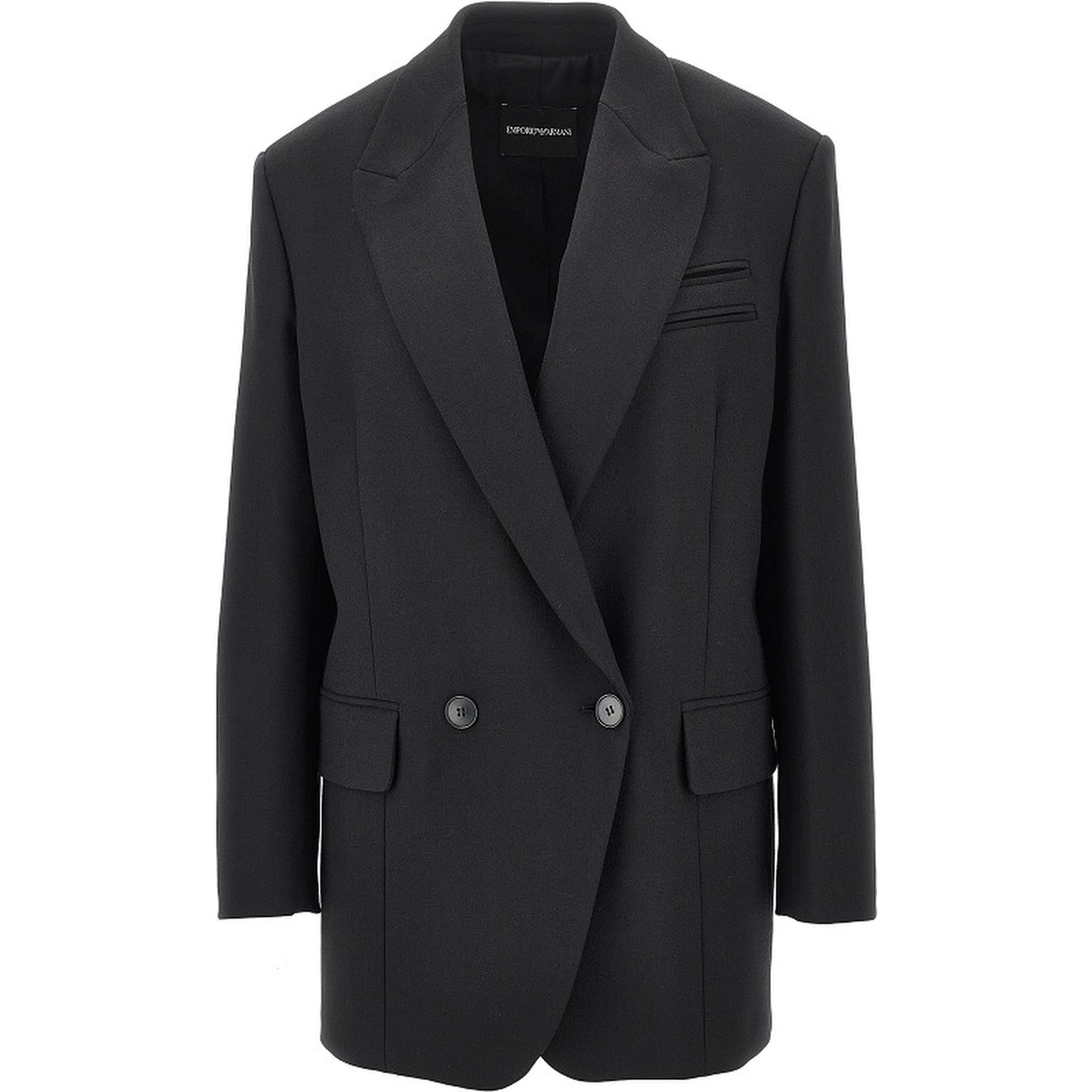 Wool-blend oversized double-breasted jacket