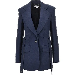 Single-breasted jacket with press-studs belt