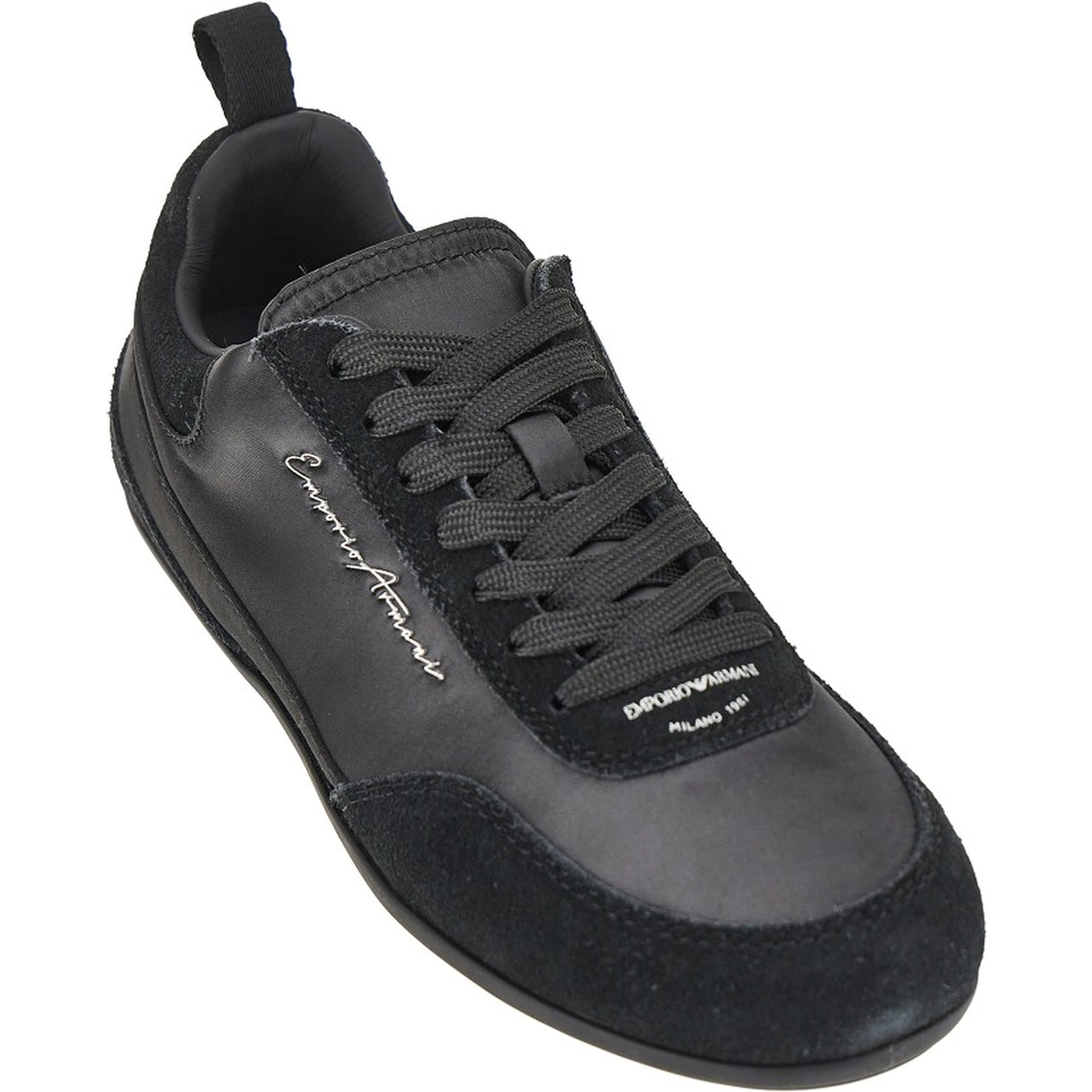 Satin and suede leather sneakers