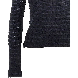 Striped jacquard jersey top