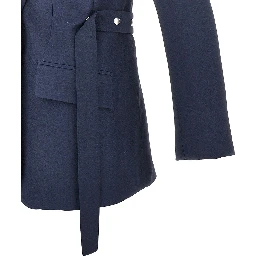 Single-breasted jacket with press-studs belt