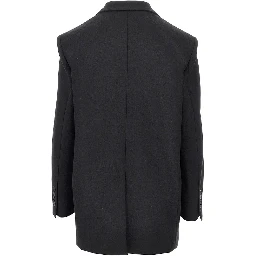 Wool-blend oversized double-breasted jacket