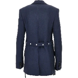 Single-breasted jacket with press-studs belt