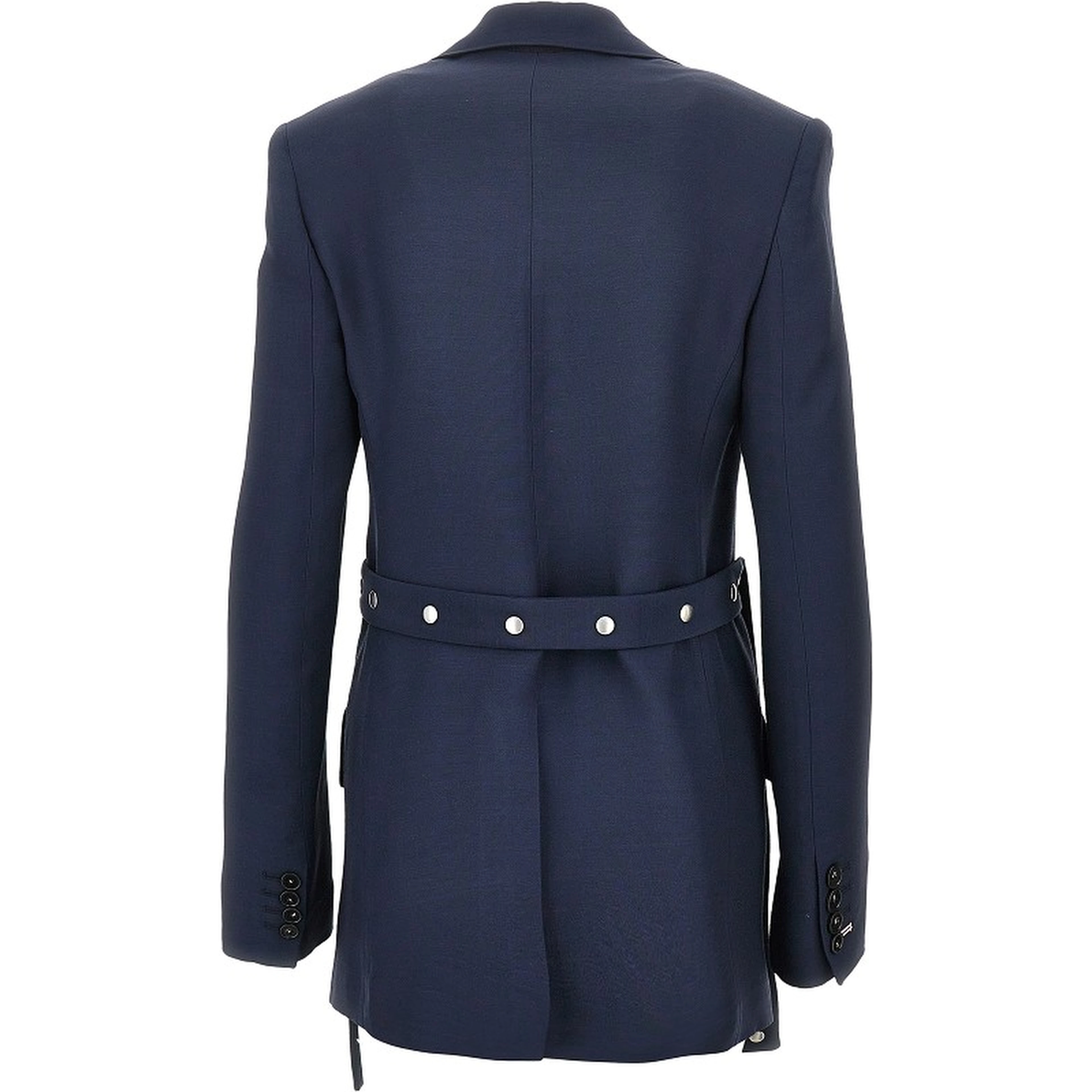 Single-breasted jacket with press-studs belt