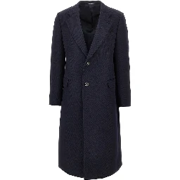 Wool tricotine single-breasted coat