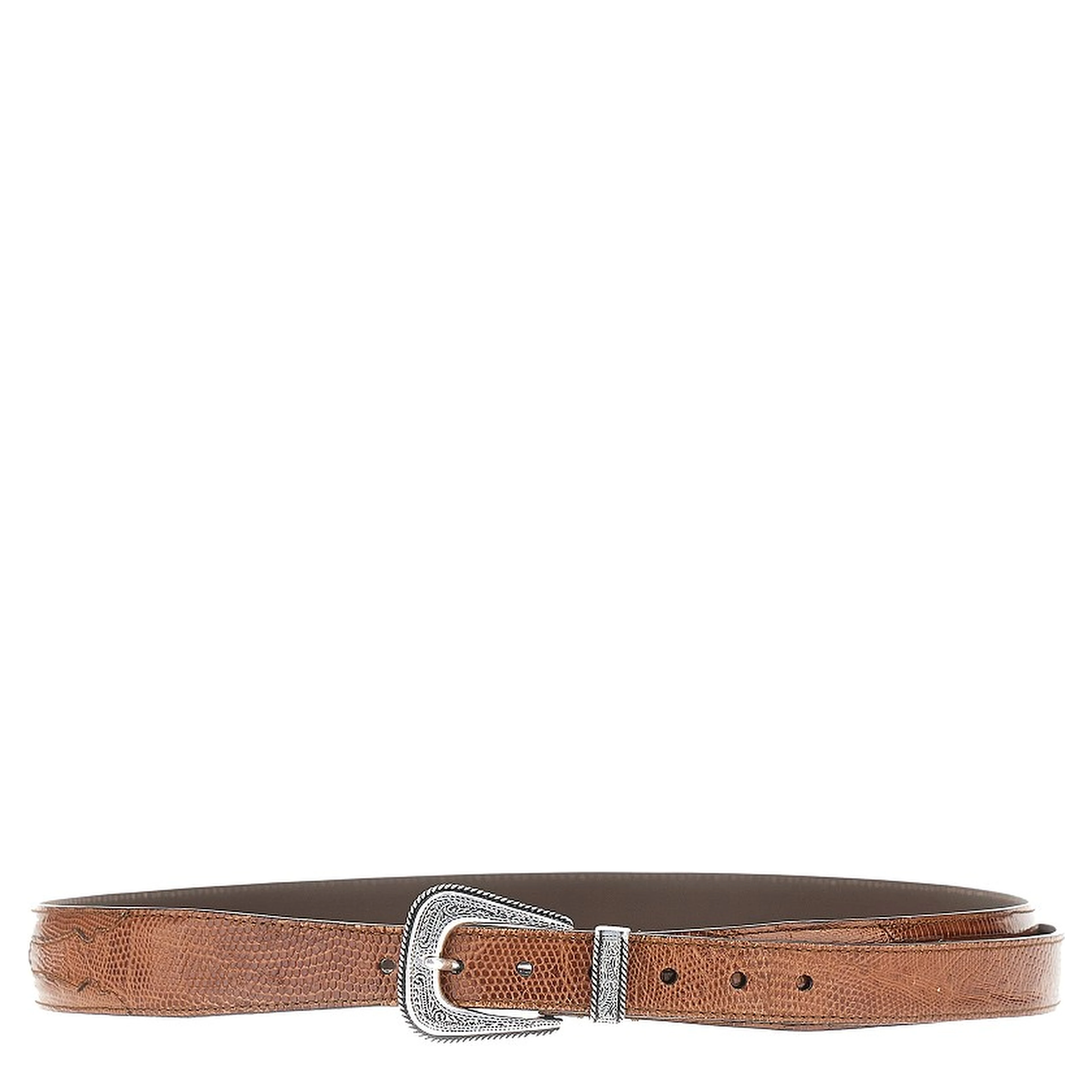 Engraved buckle leather belt