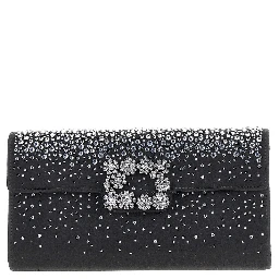 'Efflorescence' satin pouch with rhinestones