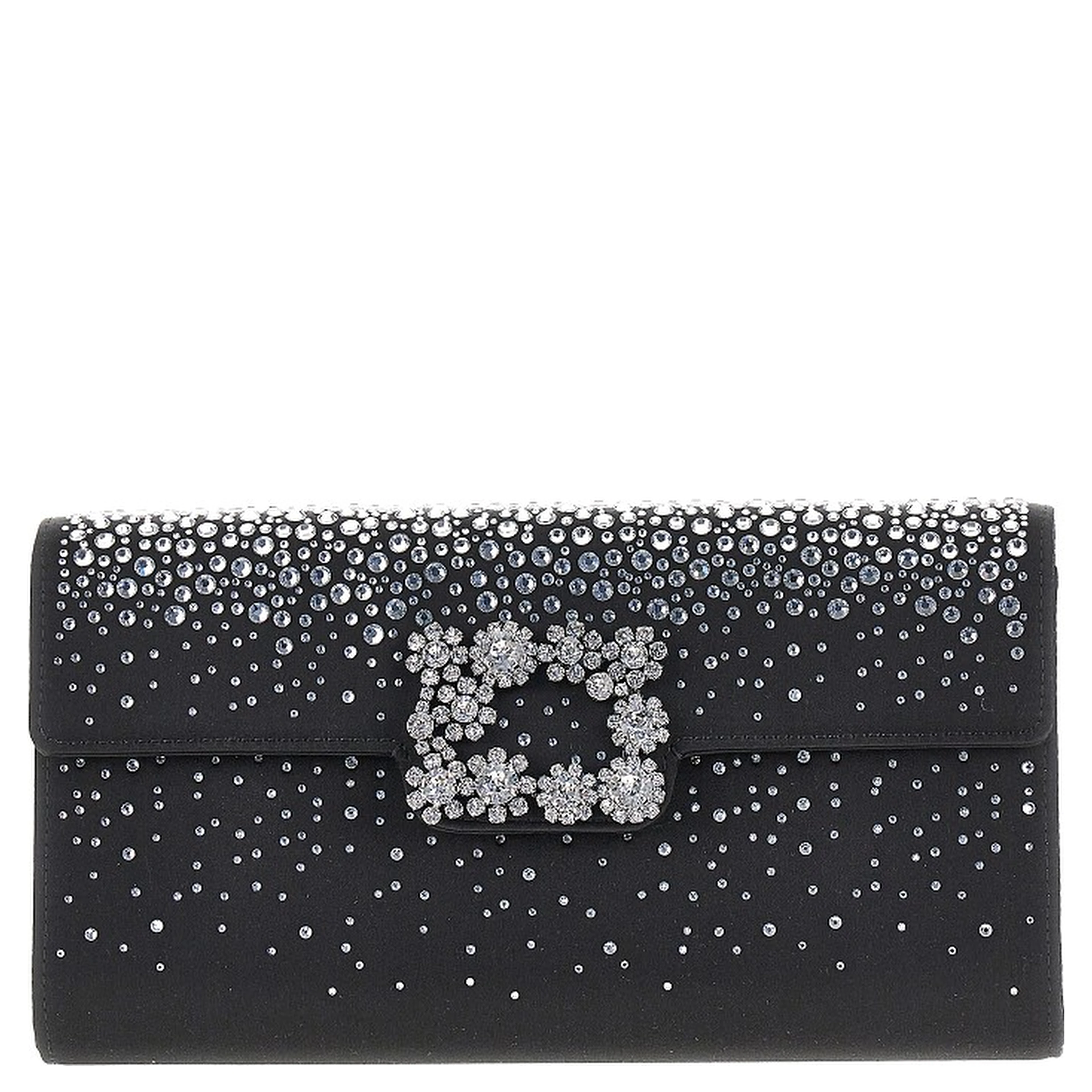 'Efflorescence' satin pouch with rhinestones