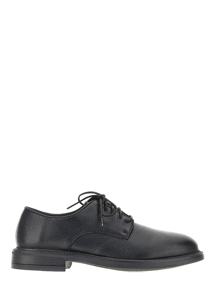 Grained leather lace-up shoes