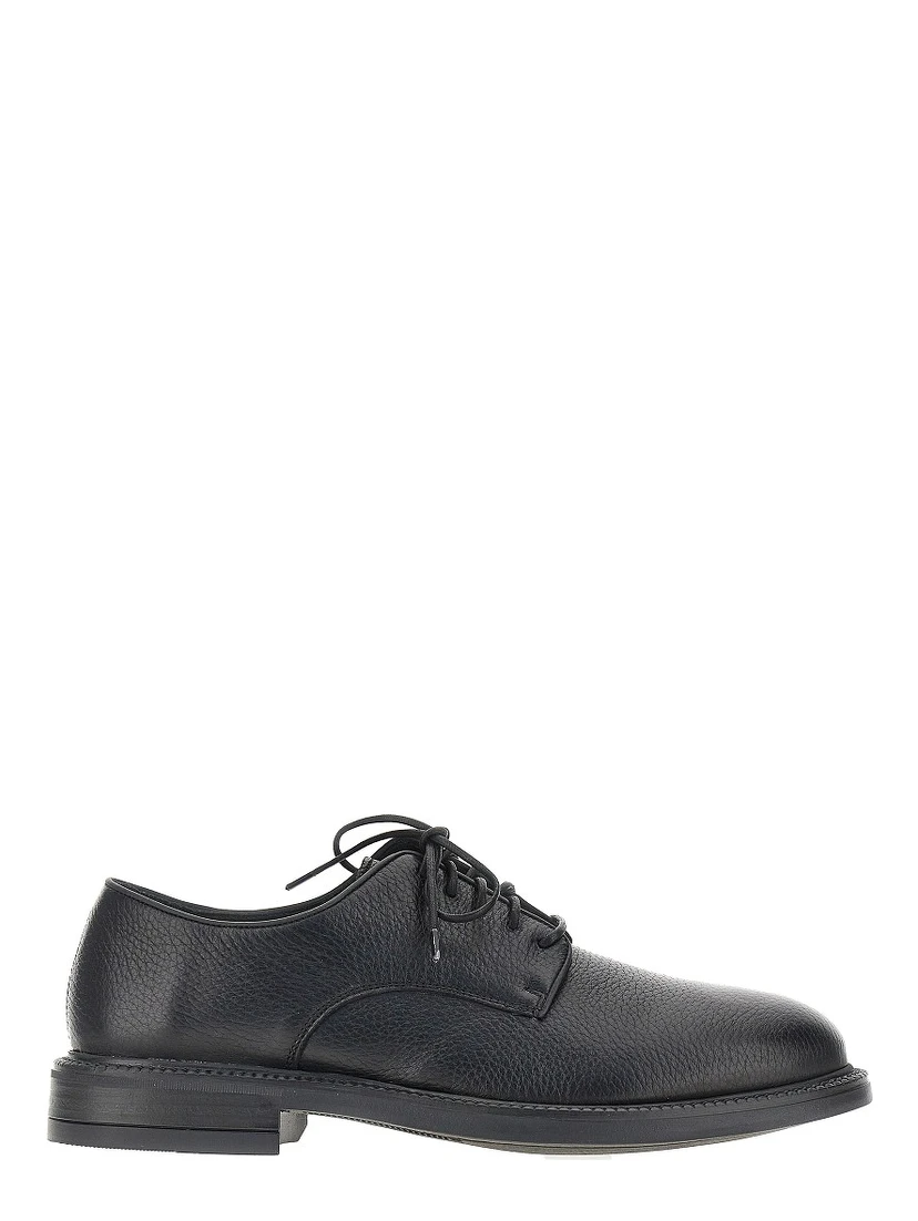 Grained leather lace-up shoes
