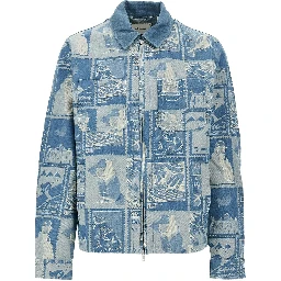 Stamp jacquard denim jacket