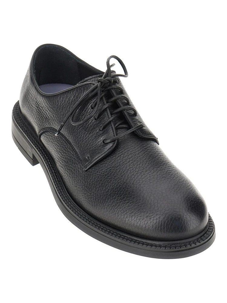 Grained leather lace-up shoes alternative