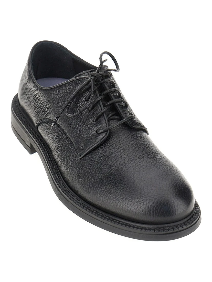 Grained leather lace-up shoes