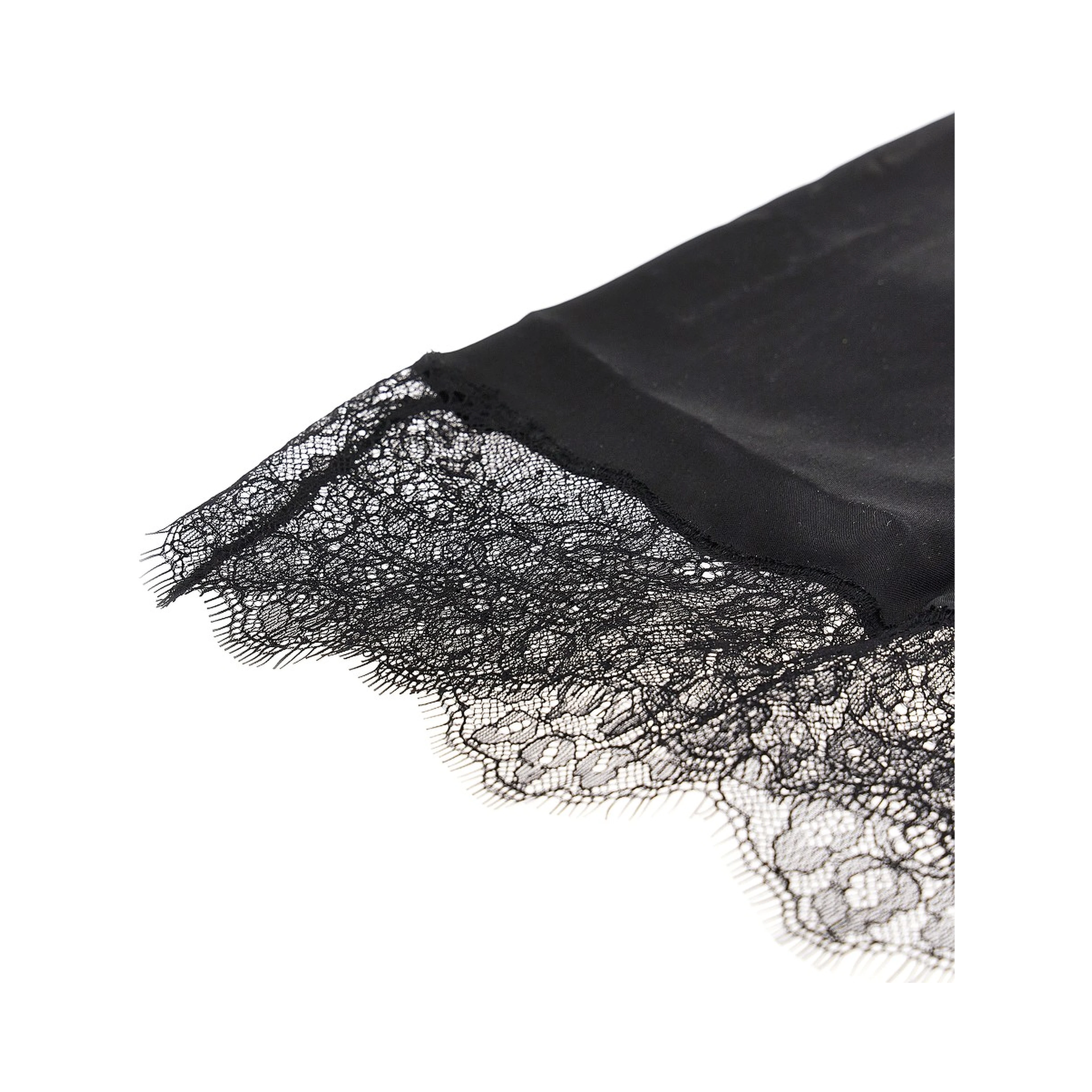 Satin midi skirt with lace trim