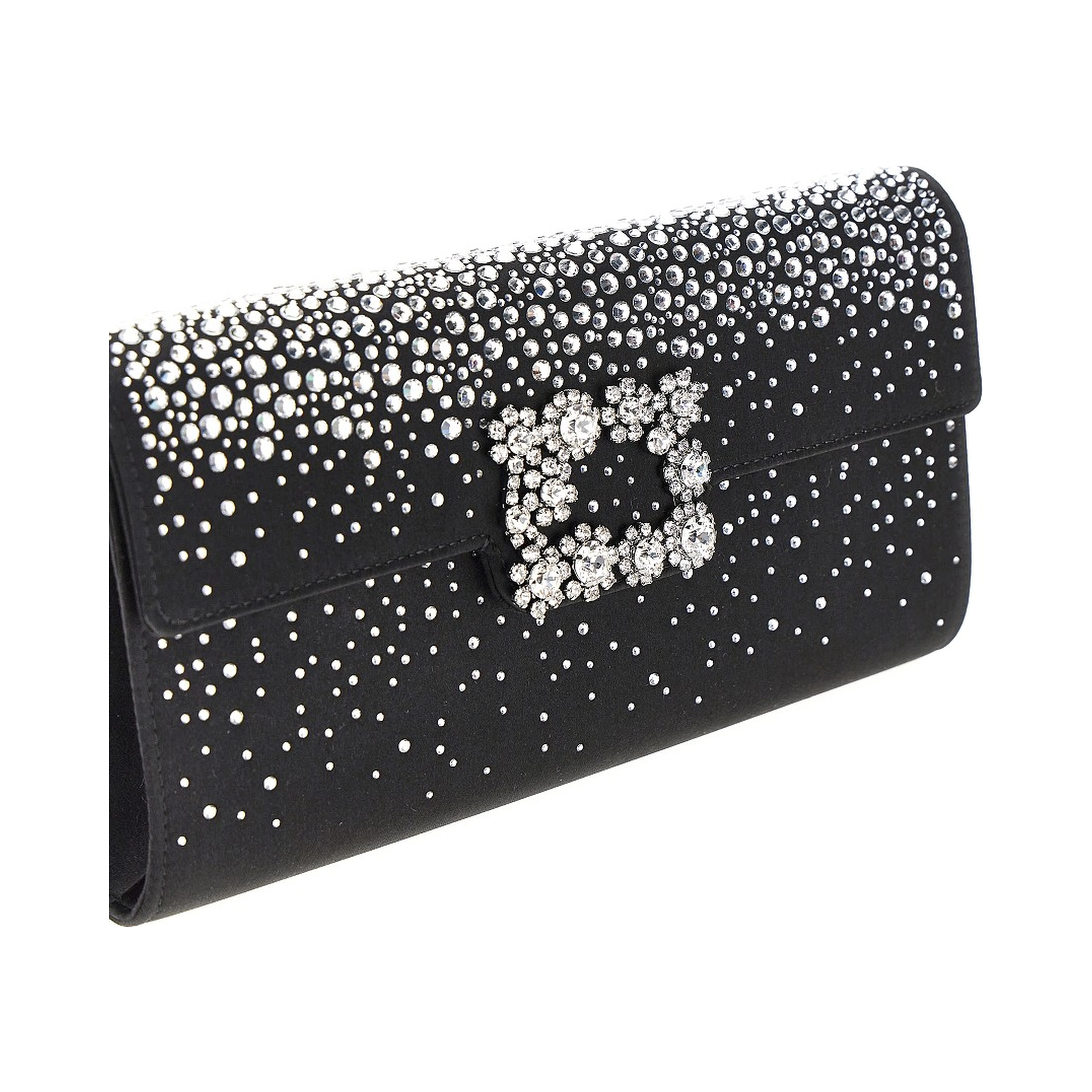 'Efflorescence' satin pouch with rhinestones