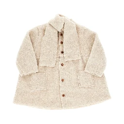 Wool-blend cloth coat with scarf