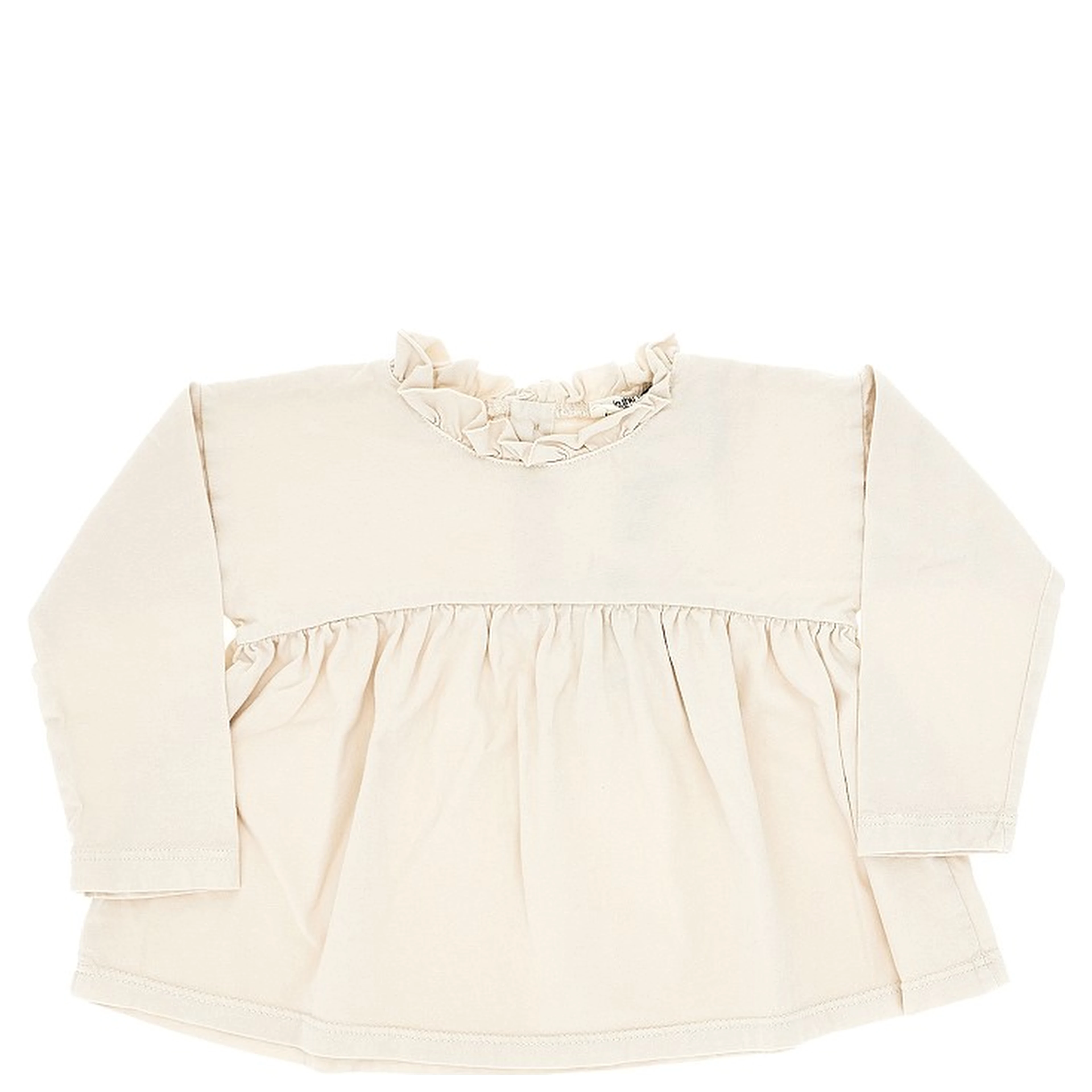 Ruffled neckline cotton T-shirt