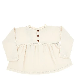 Ruffled neckline cotton T-shirt