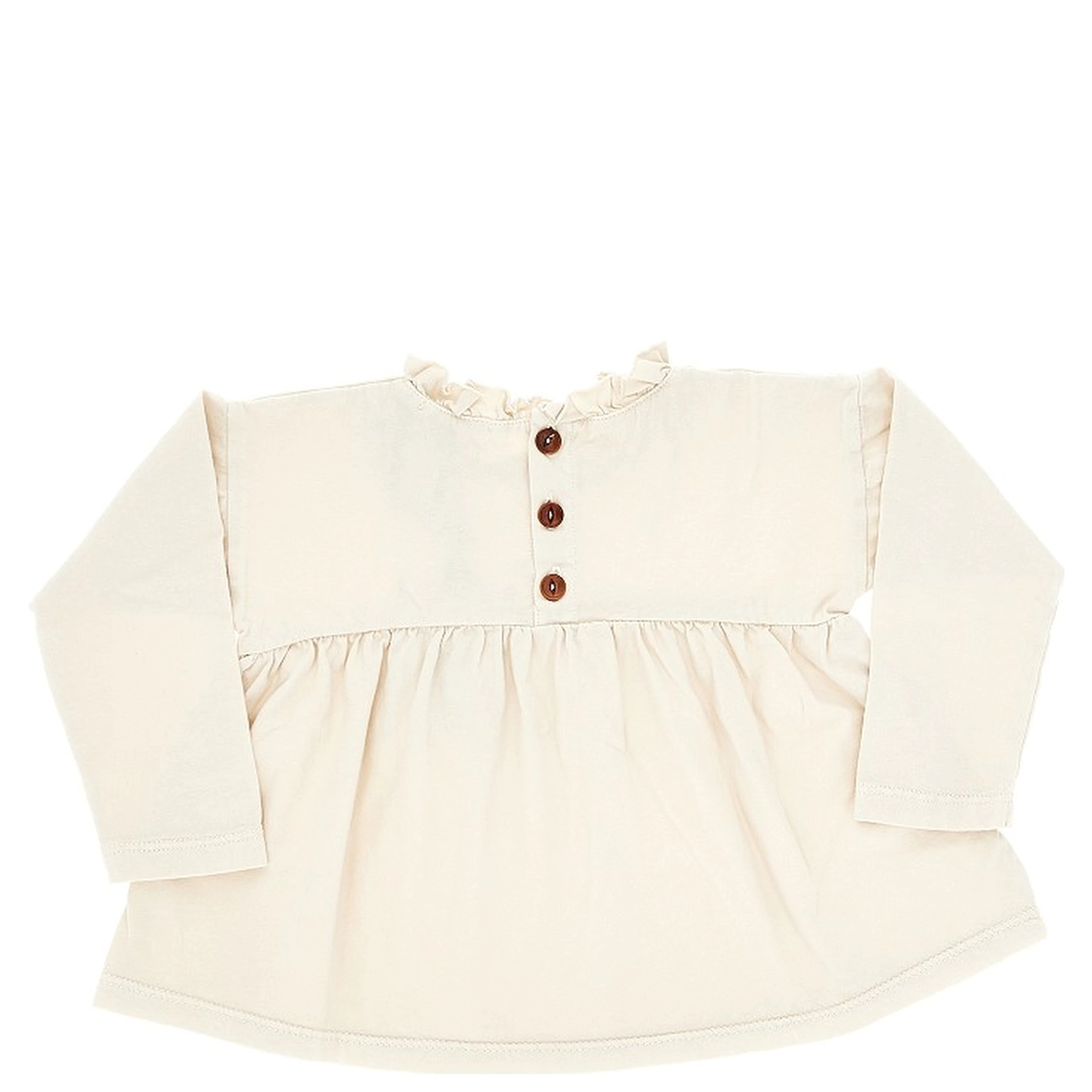 Ruffled neckline cotton T-shirt