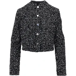 Sequinned denim short jacket