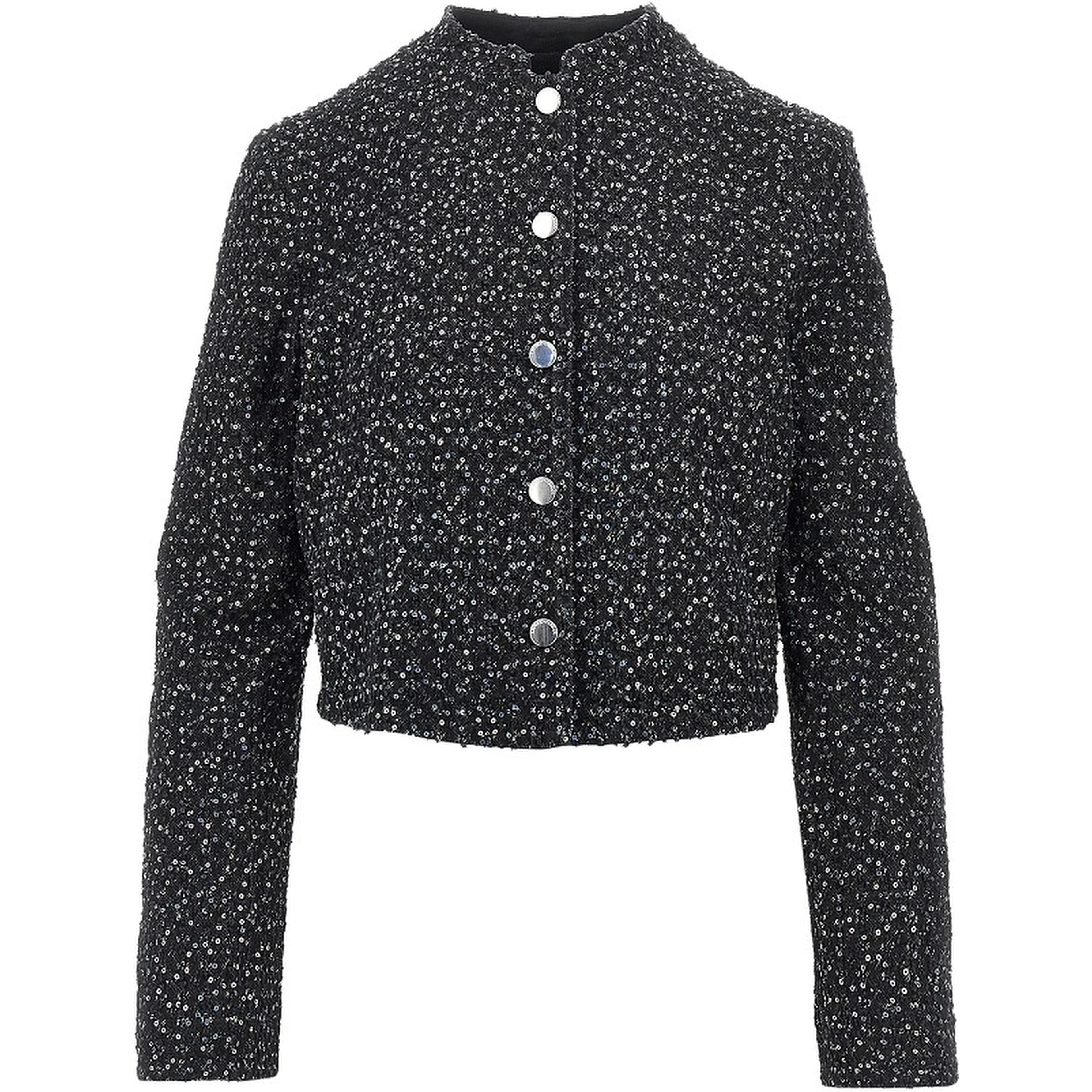 Sequinned denim short jacket