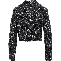 Sequinned denim short jacket