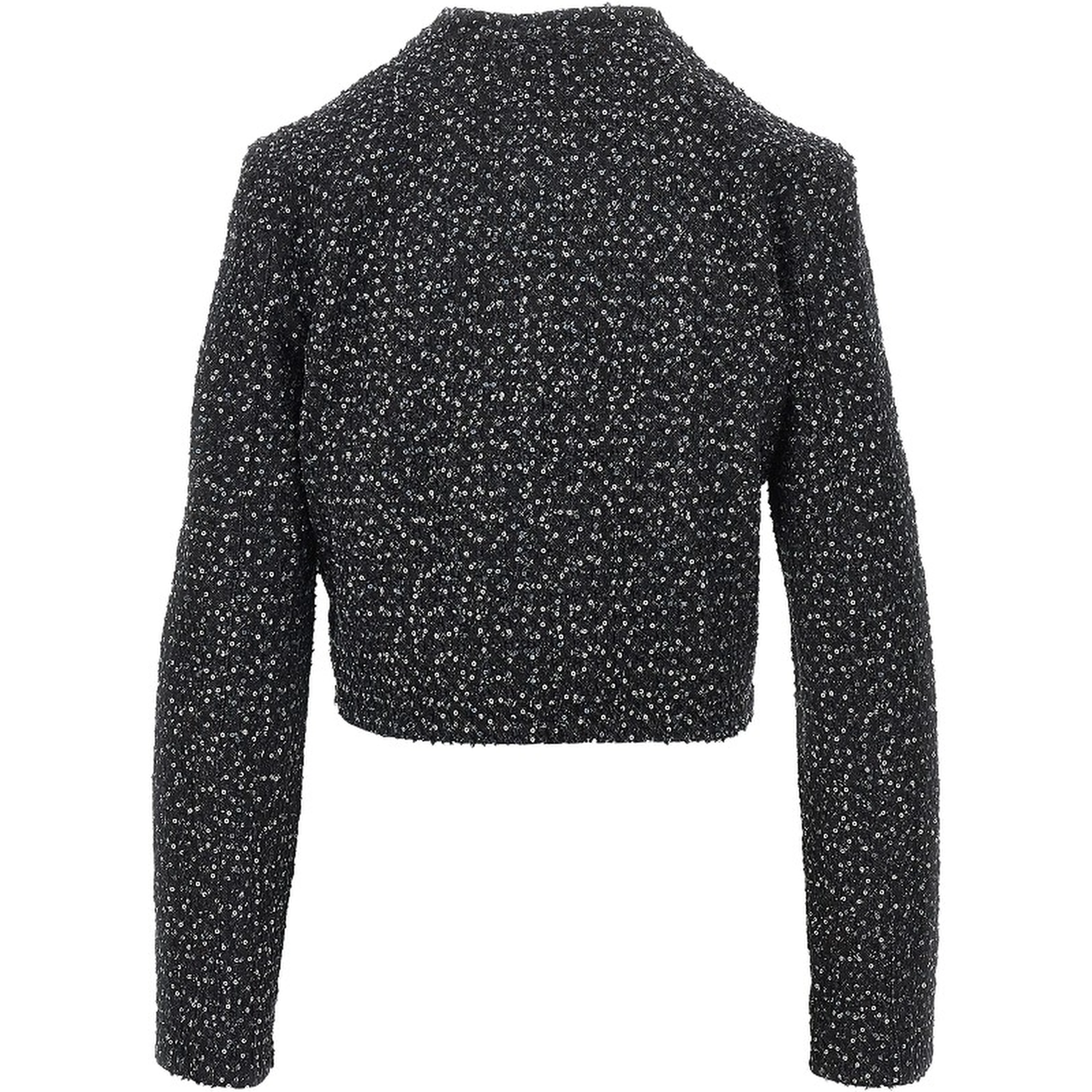 Sequinned denim short jacket