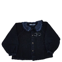 Denim blouse with logo print
