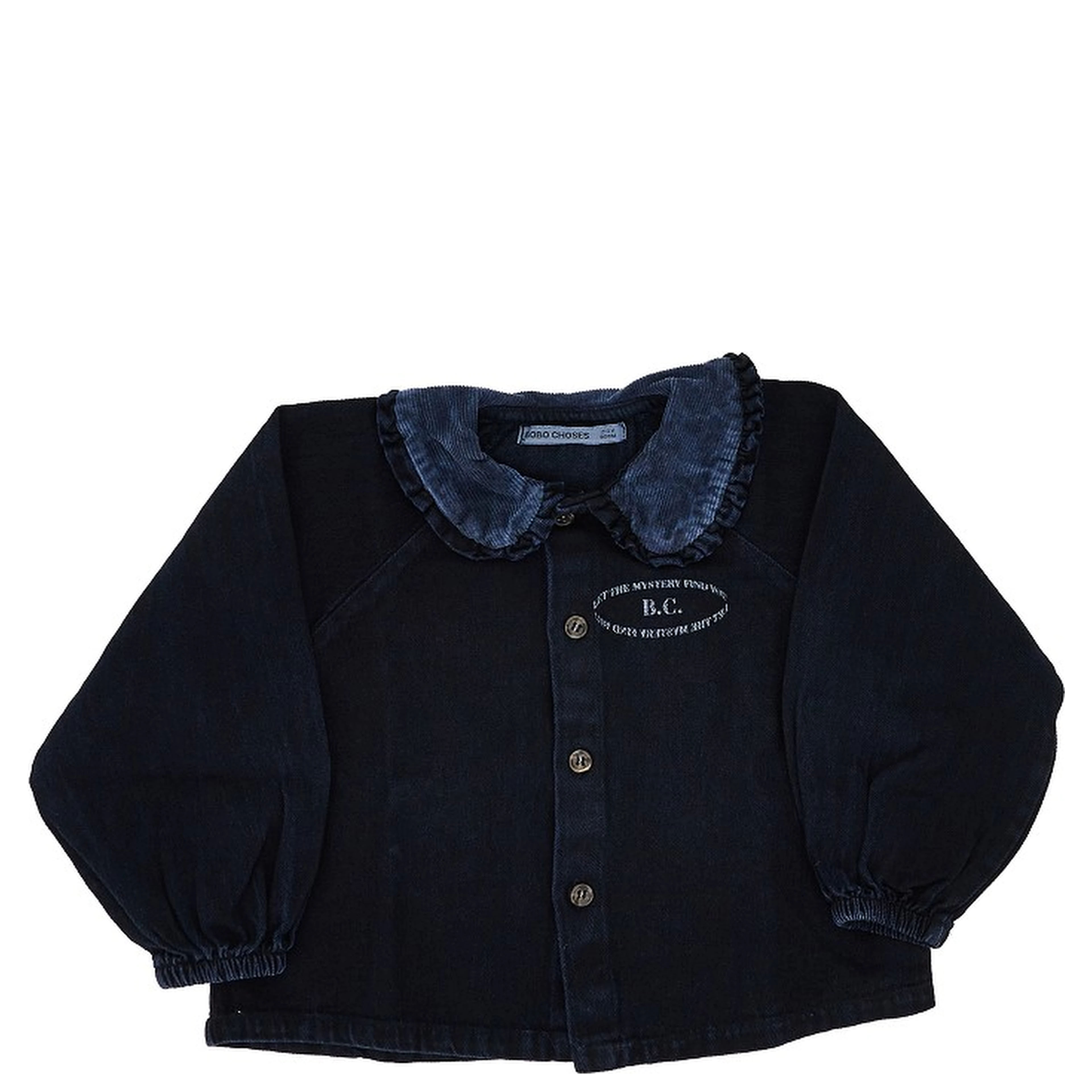 Denim blouse with logo print