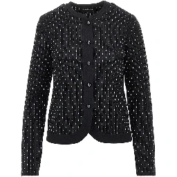 Ottoman knit crewneck cardigan